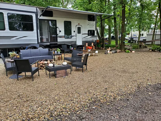 Settled in on a gravel site